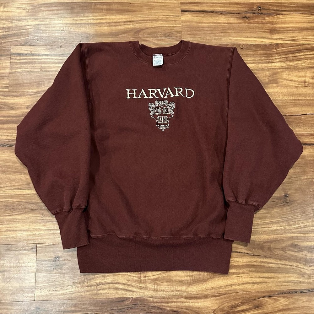 Champion Reverse Weave Sweatshirt Mens Large Red Harvard Fleece Crewneck Logo